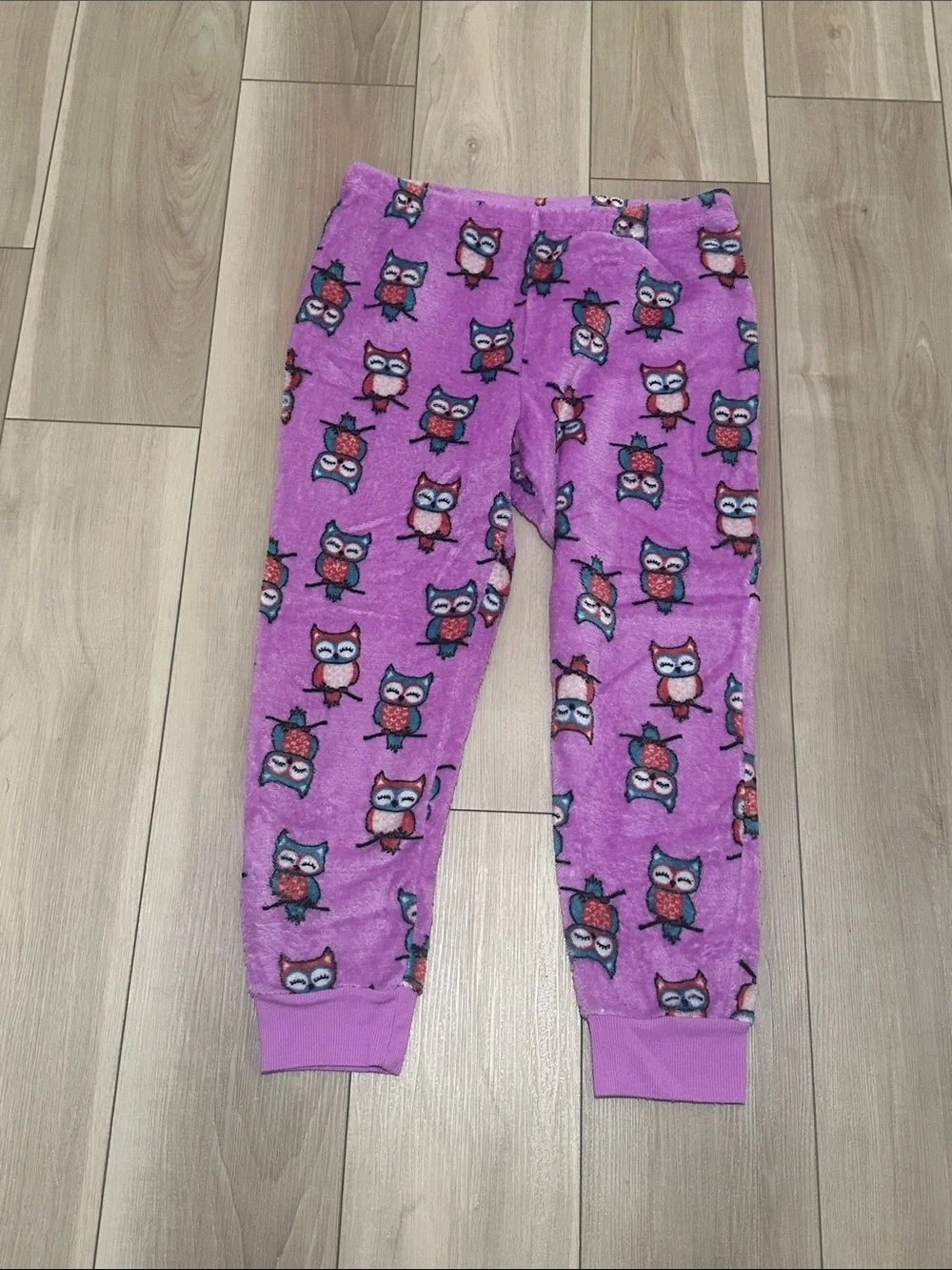 wonder nation Brand Purple Plush Owl Pajama Bottoms Girls Size XL 14 16